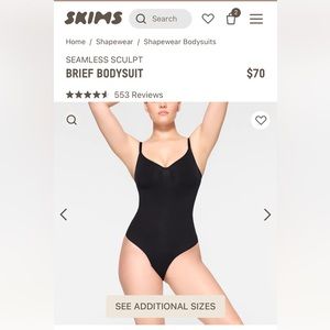 SKIMS Bodysuit Brief with Snaps - Onyx (XXS/XS)